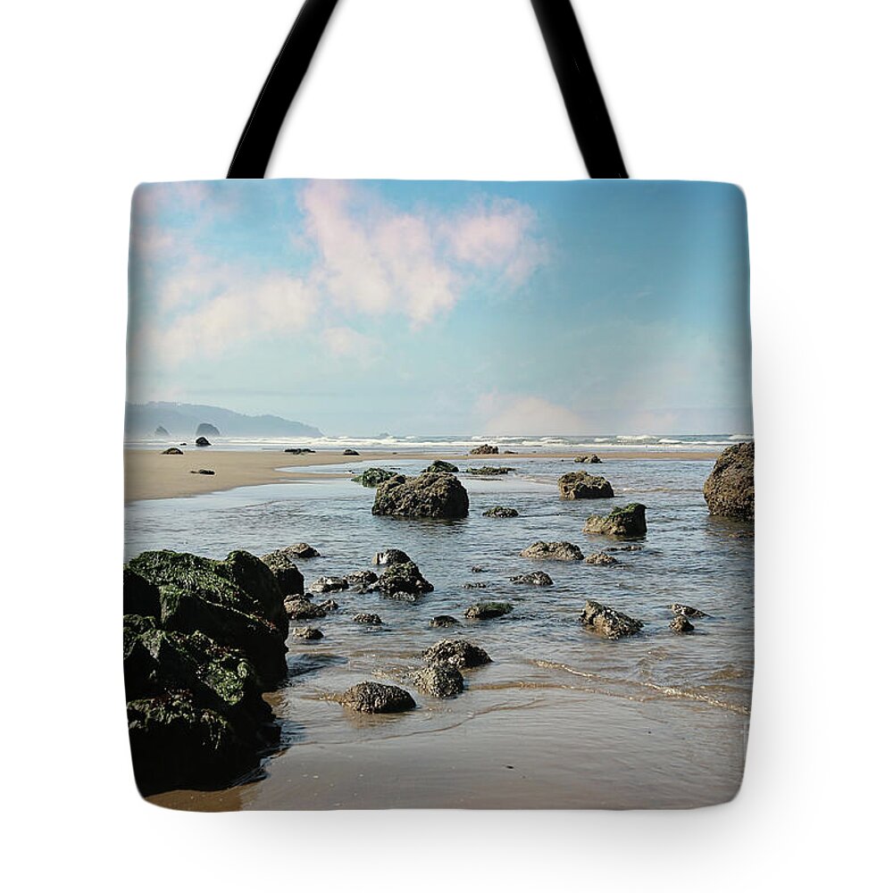 Beach Tote Bag featuring the photograph Rocky beach by Sylvia Cook