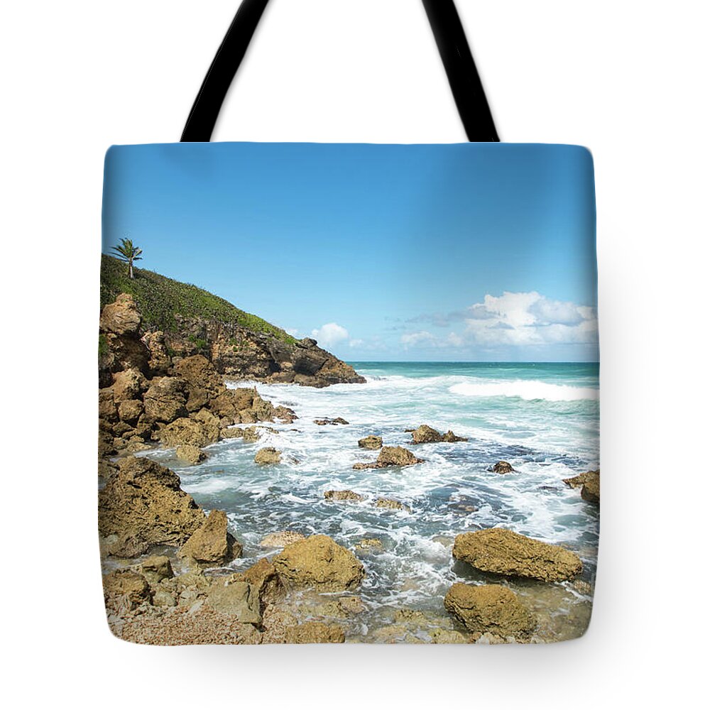 Playa Del Dorado Tote Bag featuring the photograph Rocky Coast, Playa Del Dorado, Puerto Rico by Beachtown Views