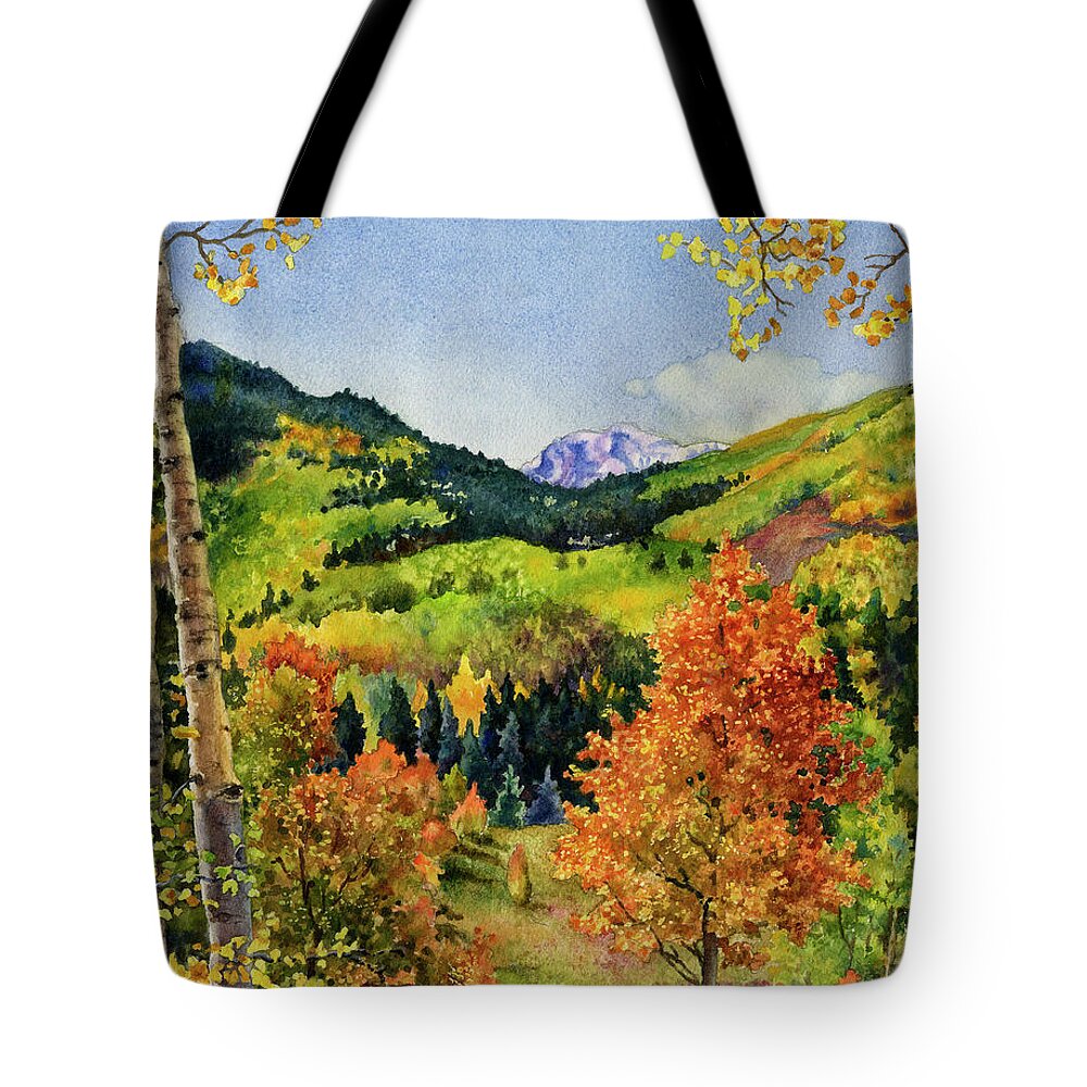 Fall Leaves Painting Tote Bag featuring the painting Rocky Mountain Paradise by Anne Gifford