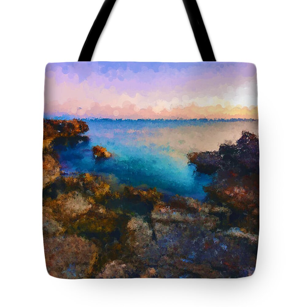  Tote Bag featuring the digital art Rocky Shore by Armin Sabanovic