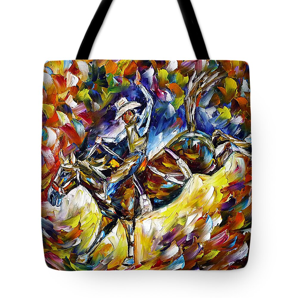 Cowboy Painting Tote Bag featuring the painting Rodeo II by Mirek Kuzniar