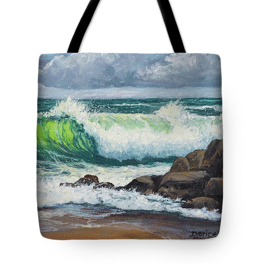 Seascape Tote Bag featuring the painting Rolling Waves by Darice Machel McGuire