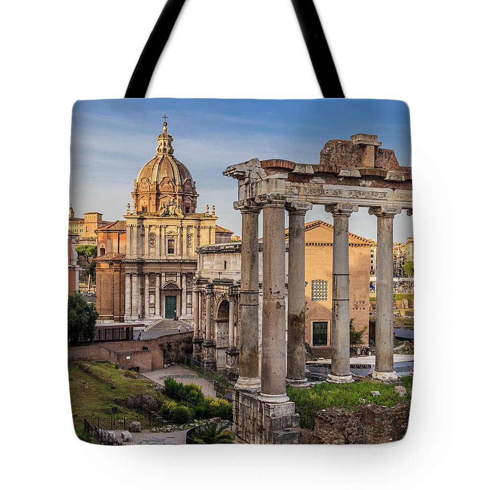 Ancient Tote Bag featuring the photograph Roman Forum in Rome, Italy by Fabiano Di Paolo