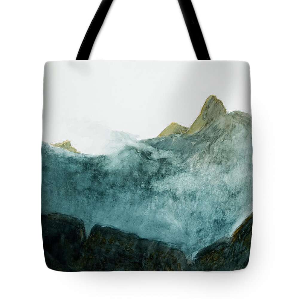 Norwegian Landscape Tote Bag featuring the painting Romsdalshorn - my Fujiyama by Hans Egil Saele