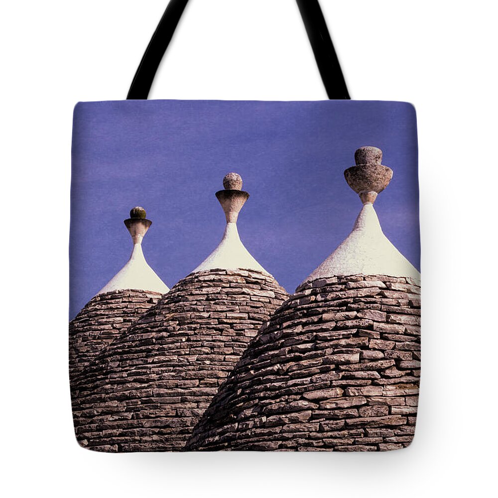 Alberobello Tote Bag featuring the photograph Roofs Of Trulli Houses - Earthy by Elvira Peretsman