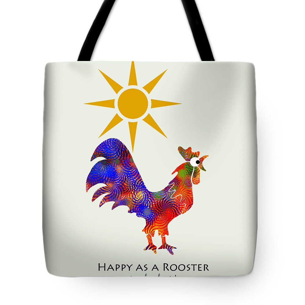 Rooster Tote Bag featuring the mixed media Rooster Pattern Art by Christina Rollo