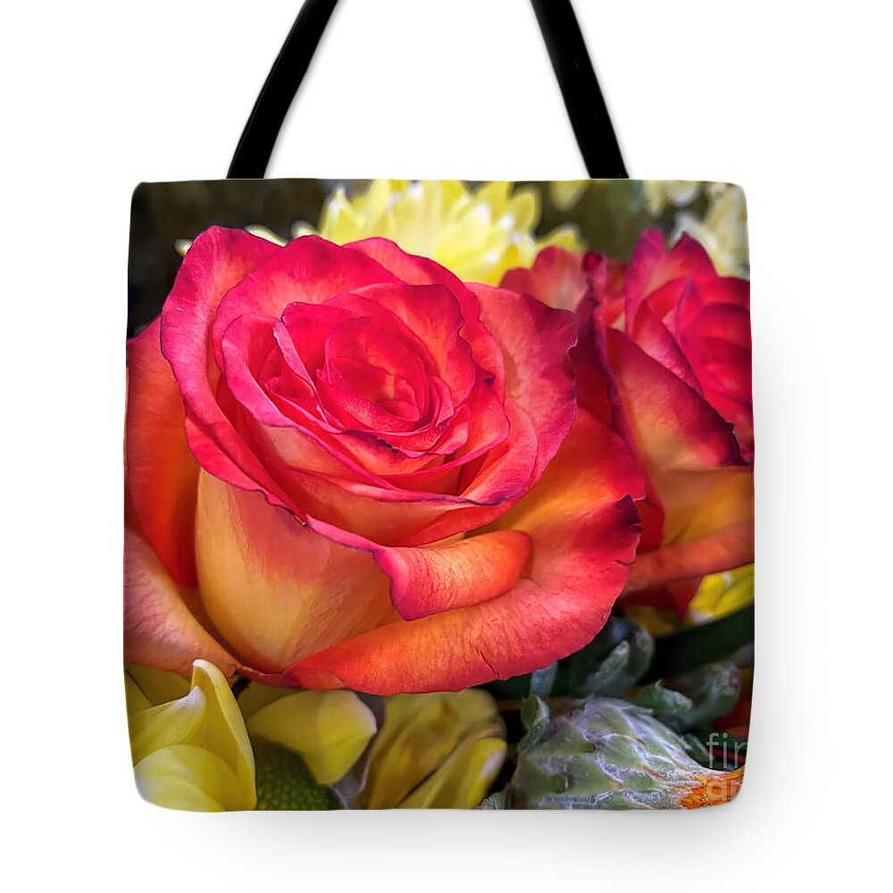 Roses Tote Bag featuring the photograph Rose Bouquet by Janice Drew