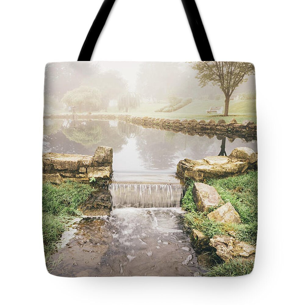 Allentown Tote Bag featuring the photograph Rose Garden Pond by Jason Fink
