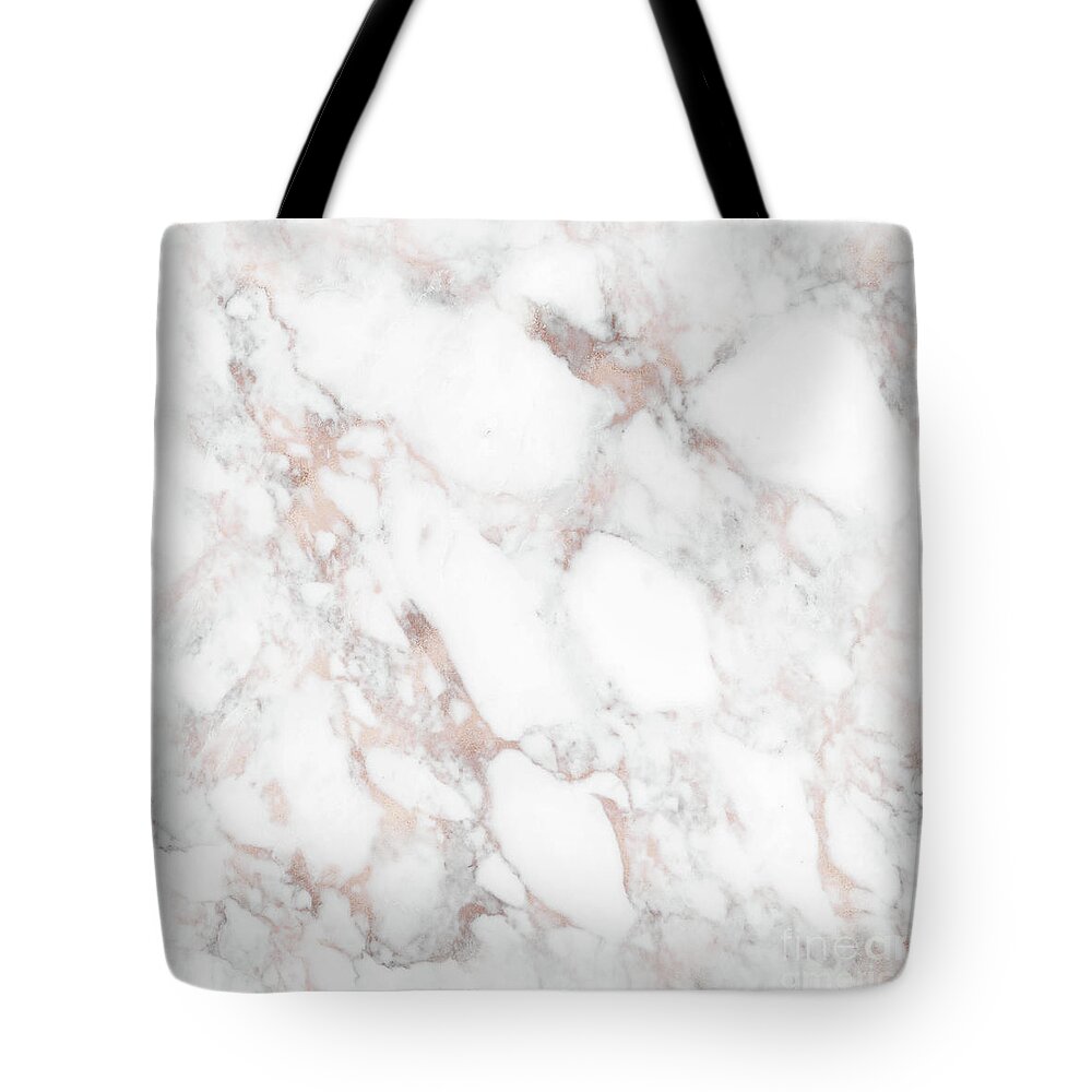 Marble Tote Bag featuring the painting Rose Gold Marble Blush Pink Metallic Foil by Modern Art