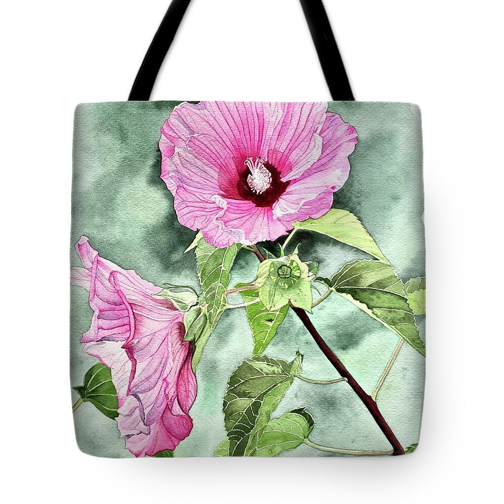 Rose Tote Bag featuring the painting Rose of Sharon by Sonja Jones