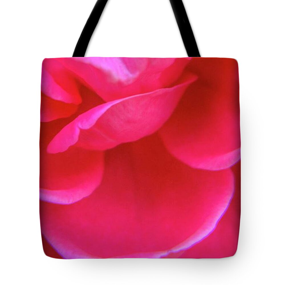 Red Tote Bag featuring the photograph Rose Petals by Addison Likins