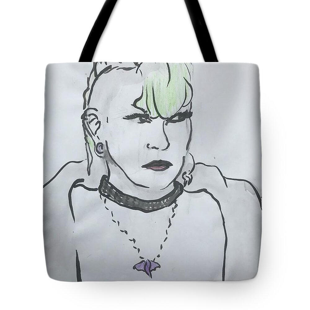 Sumi Ink Tote Bag featuring the drawing Rose Riot by M Bellavia