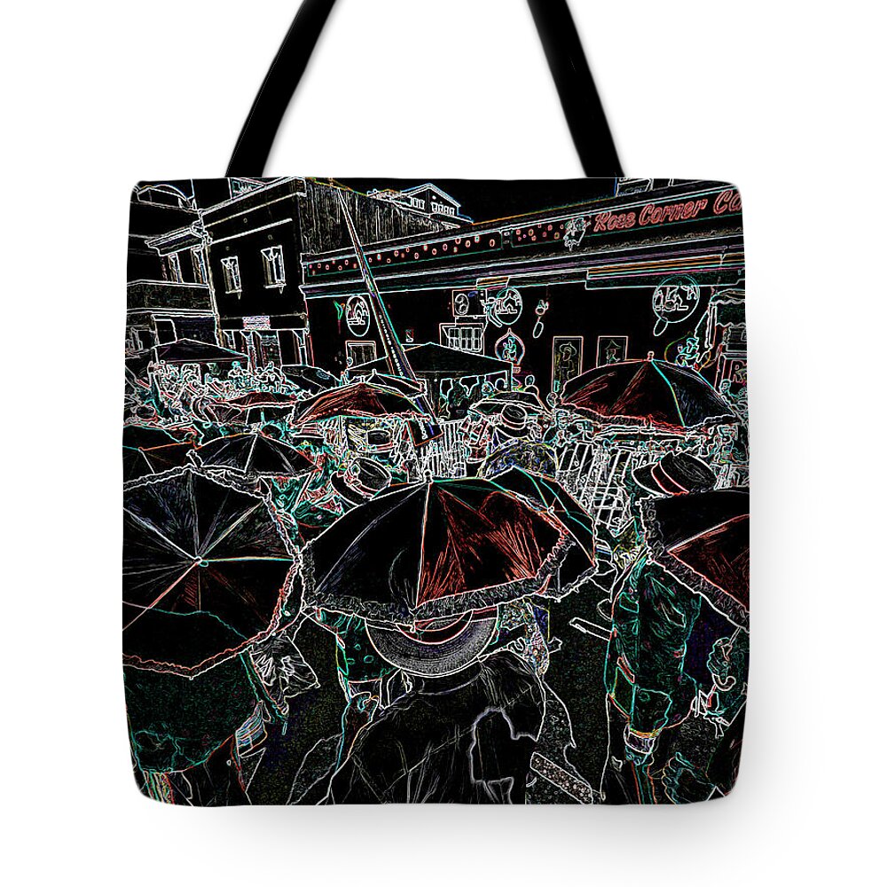 Digital Decor Tote Bag featuring the mixed media Rose Street Cafe by Andrew Hewett