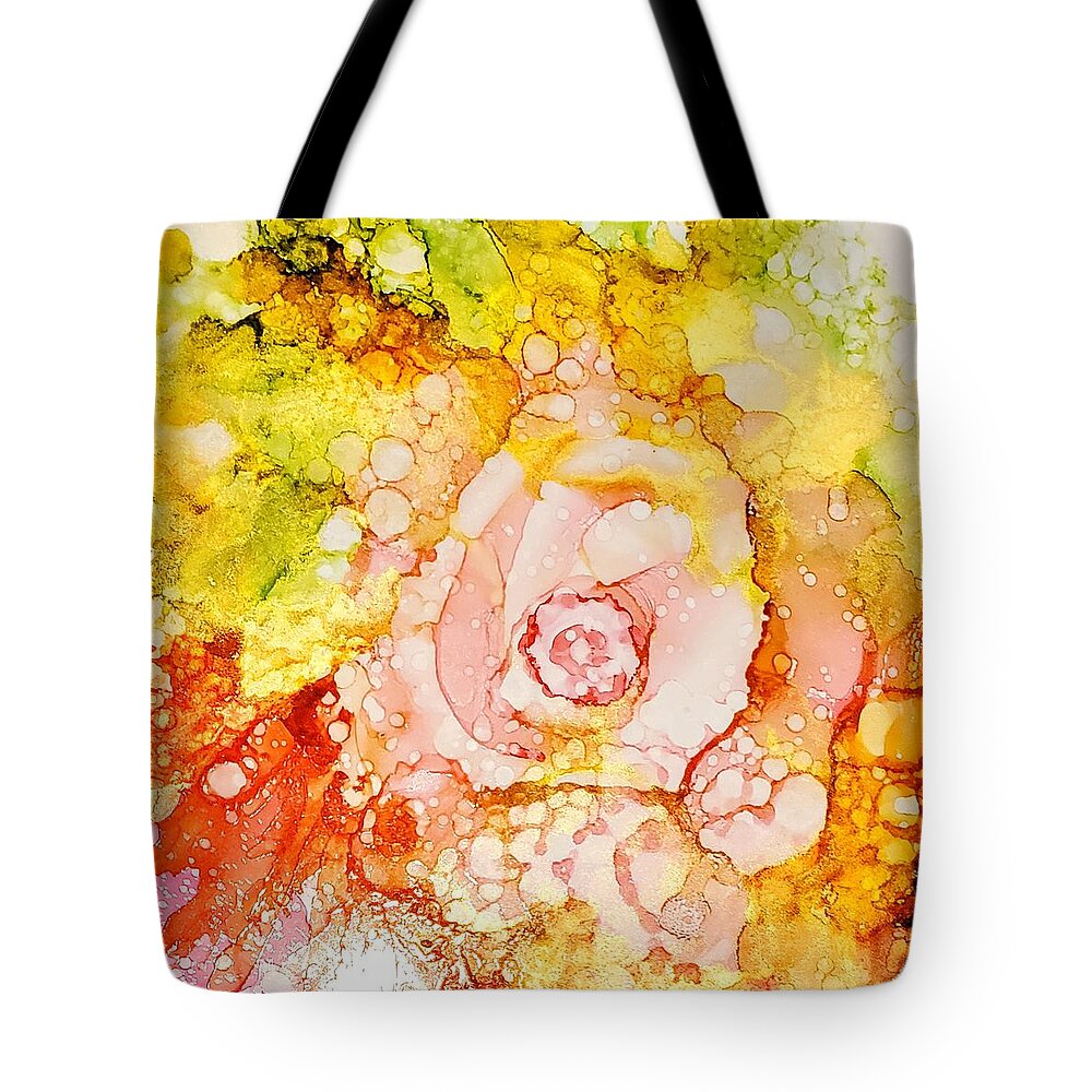 Alcohol Inks Tote Bag featuring the painting Rose Water by Holly Winn Willner