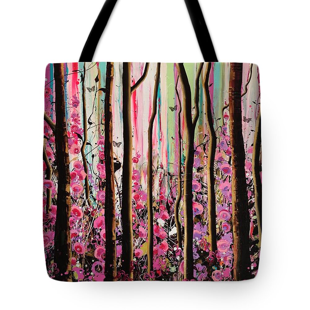 Flowers Tote Bag featuring the painting Rose Wood by Angie Wright
