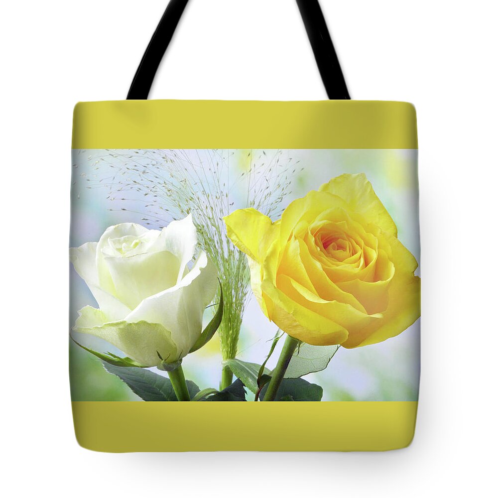 Roses Tote Bag featuring the photograph Roses and China Grass by Terence Davis