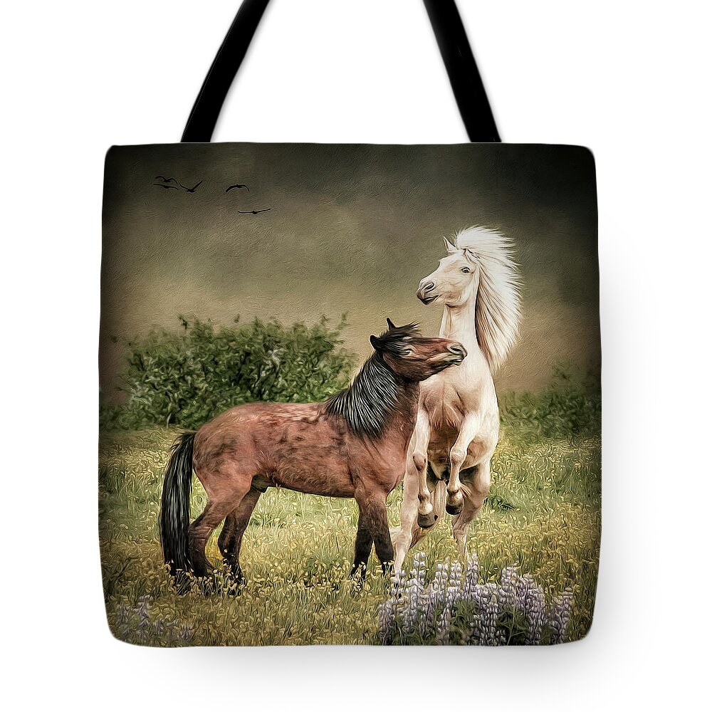 Iceland Tote Bag featuring the digital art Rough Housing by Maggy Pease