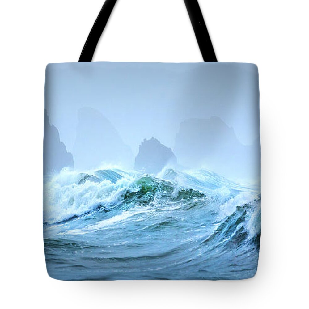 Indian Beach Tote Bag featuring the photograph Rough Waters by John Poon