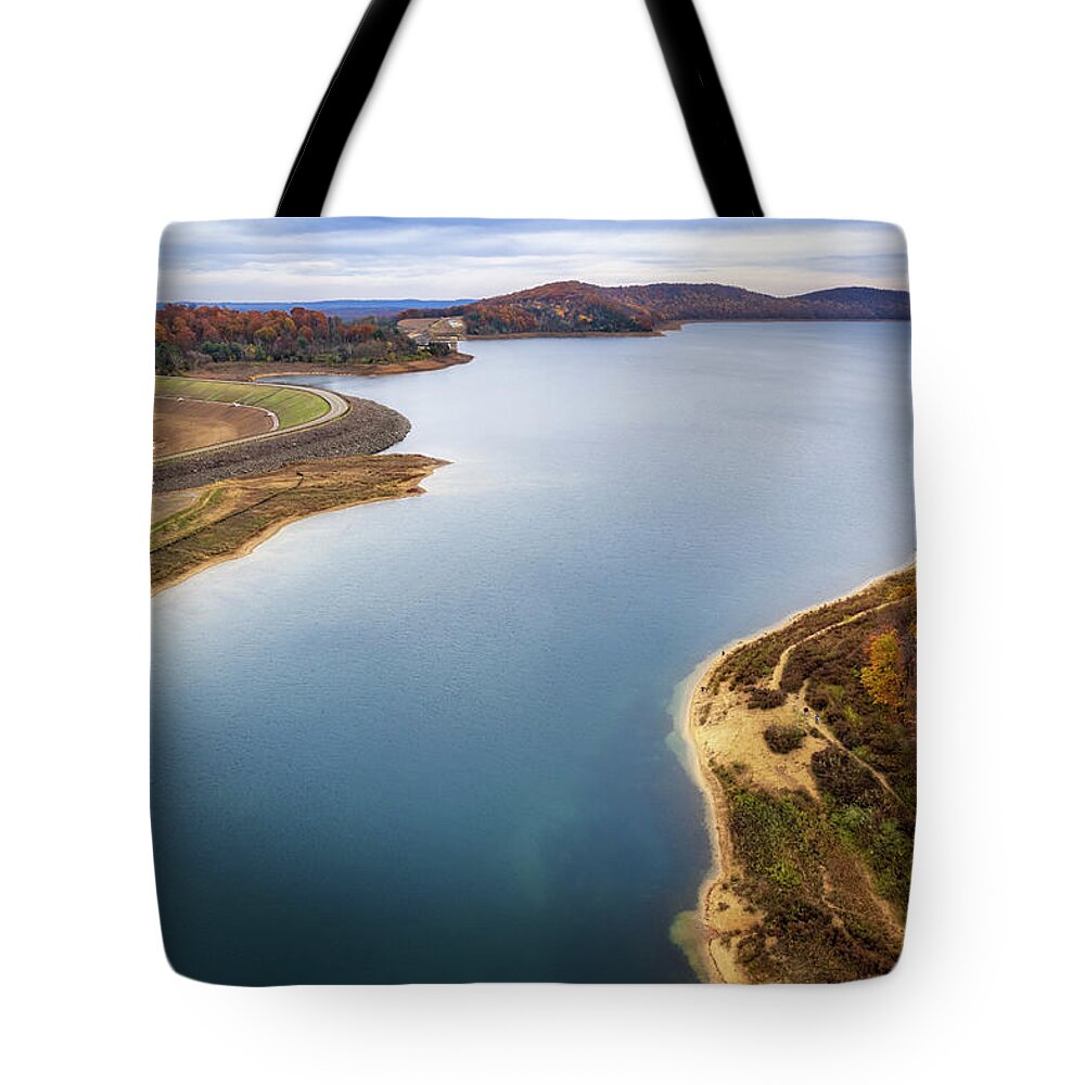 Round Valley Reservoir Tote Bag featuring the photograph Round Valley Reservoir NJ by Susan Candelario