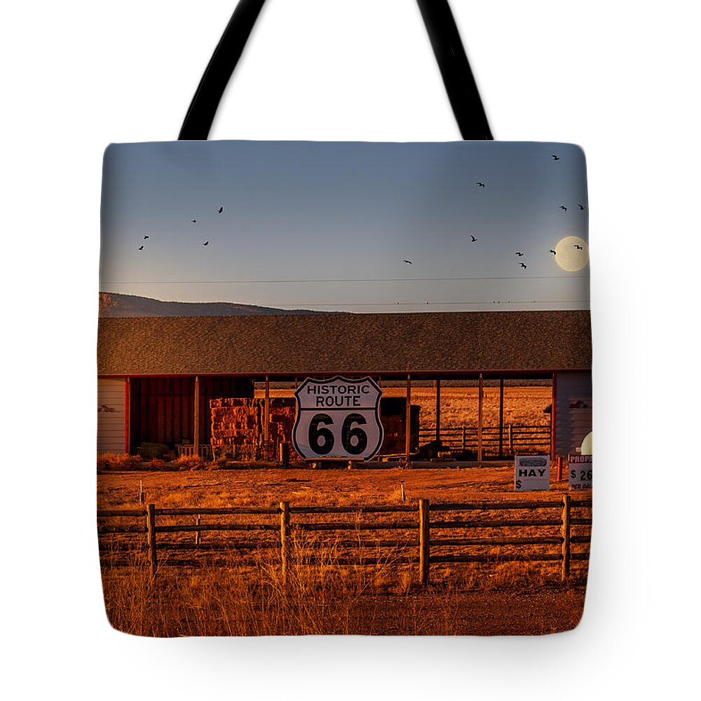 Route 66 Tote Bag featuring the photograph Route 66 Hay Barn by Frank Lee
