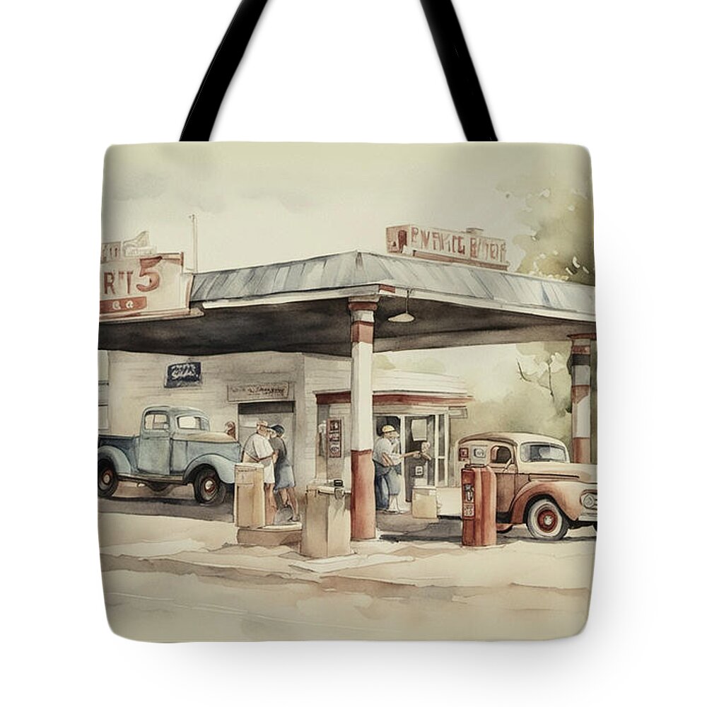 Route 66 Tote Bag featuring the painting Route 66 by Jim Hatch