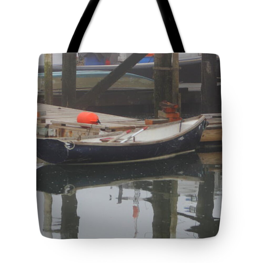 Row Boat Tote Bag featuring the photograph Row boat in a Mist by Lennie Malvone