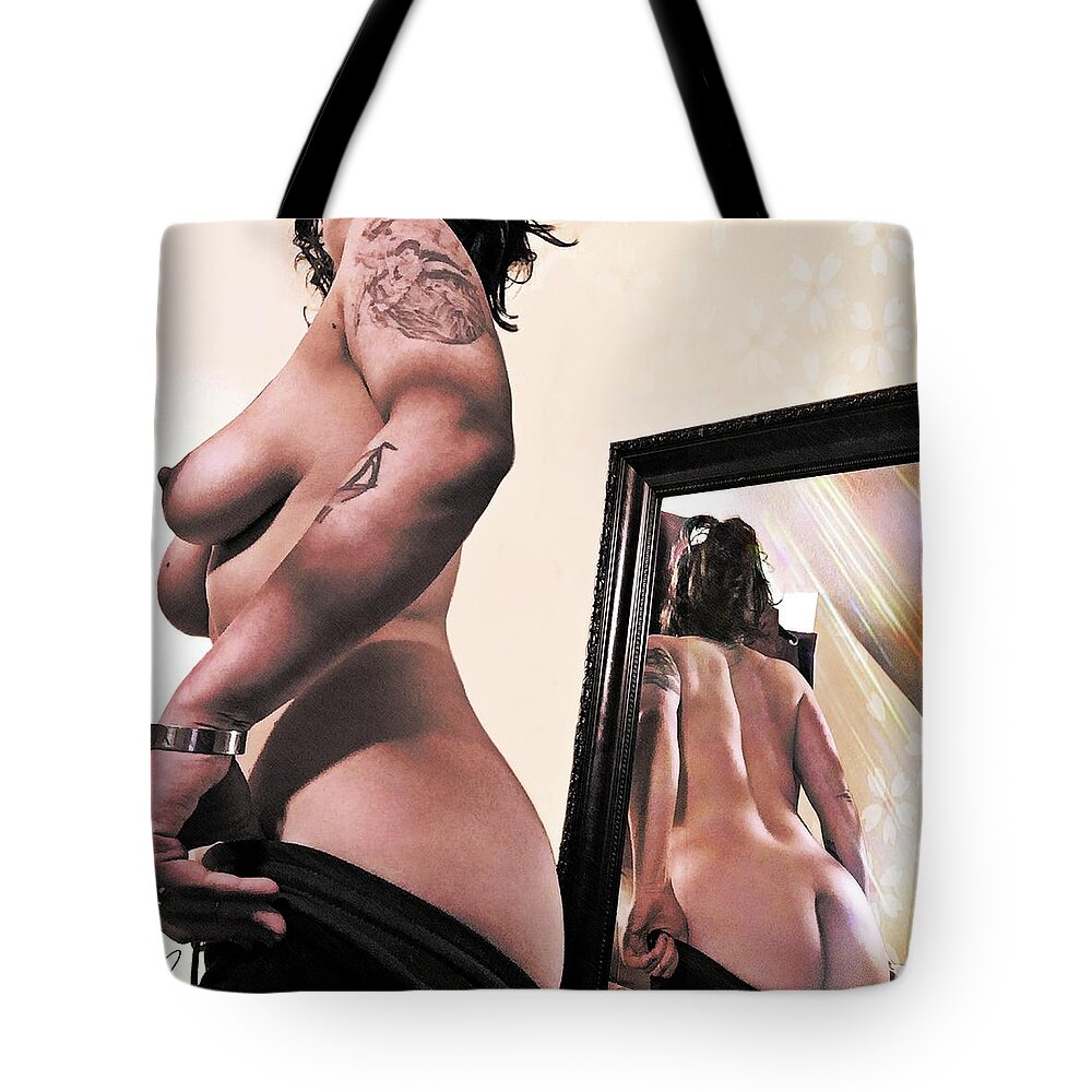 Nude Tote Bag featuring the digital art Roz 1 by Mark Baranowski