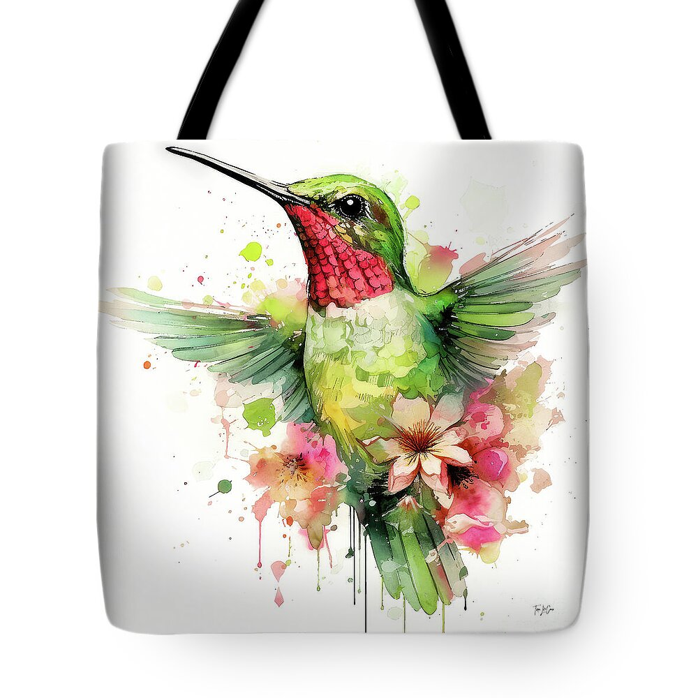 Hummingbird Tote Bag featuring the painting Ruby Summer Hummer by Tina LeCour