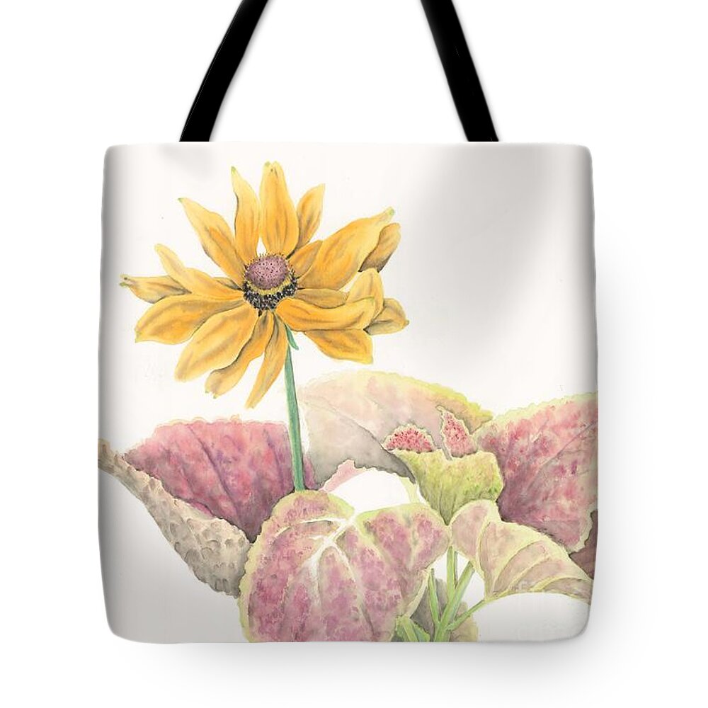 Coleus Tote Bag featuring the painting Rudbeckia and Coleus by Albert Massimi
