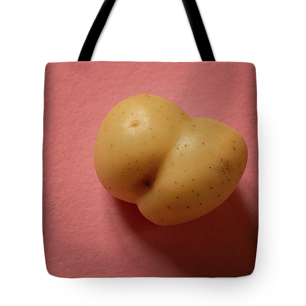 Potato Tote Bag featuring the photograph Rude Potato Pink Background #2 by David Smith