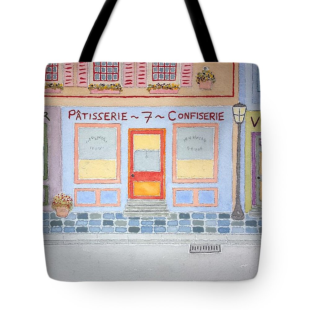 Watercolor Tote Bag featuring the painting Rue Jolie by John Klobucher