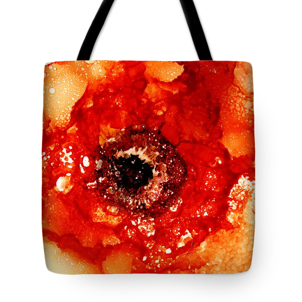 Ruffled Orange Rose Tote Bag featuring the painting Ruffled Orange Rose by Daniela Easter