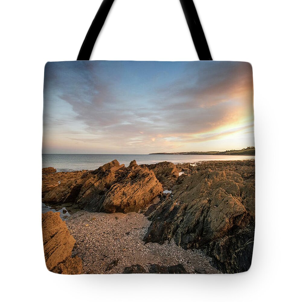 Coast Tote Bag featuring the photograph Rugged Cornish coastline sunset by Gareth Parkes