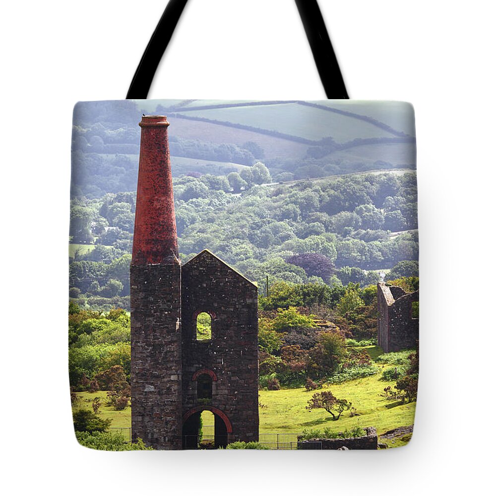 Cornwall Tote Bag featuring the photograph Ruins of Phoenix United Mine Cornwall by James Brunker