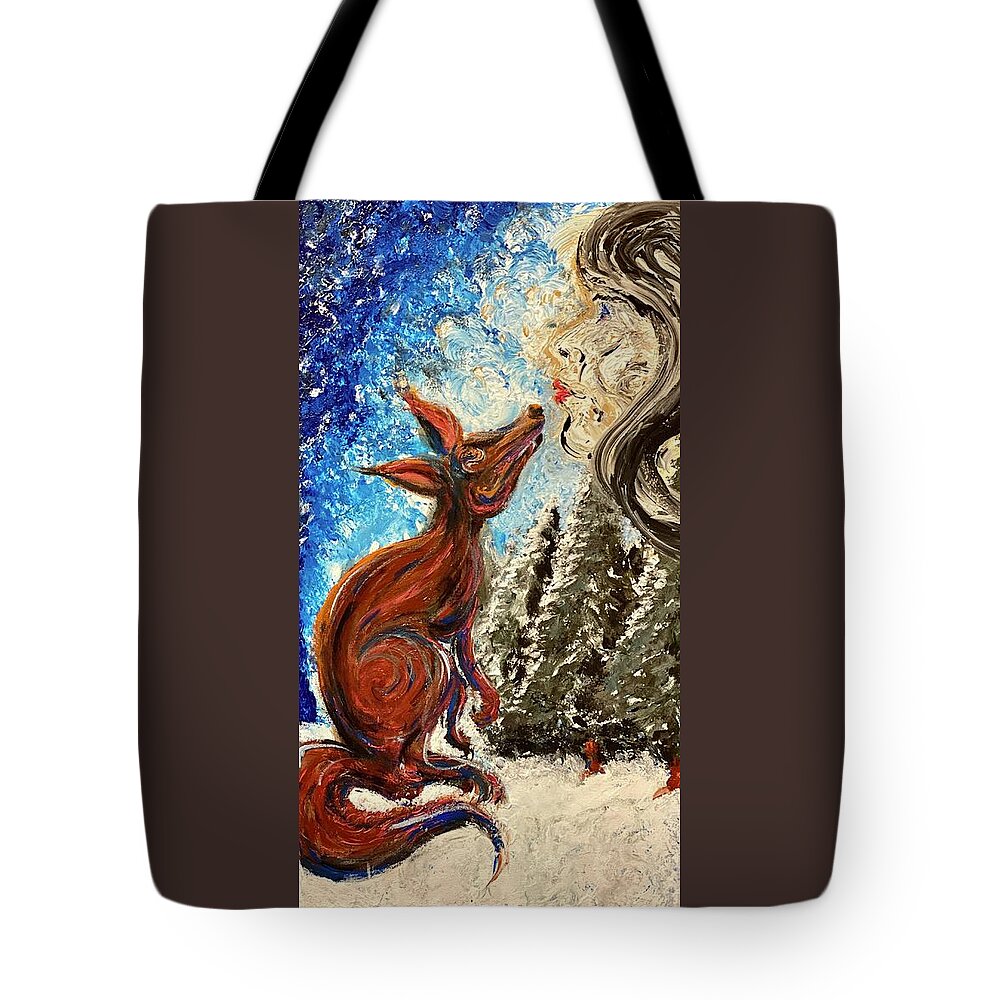 Animals Tote Bag featuring the painting Run with the Fox by Bethany Beeler