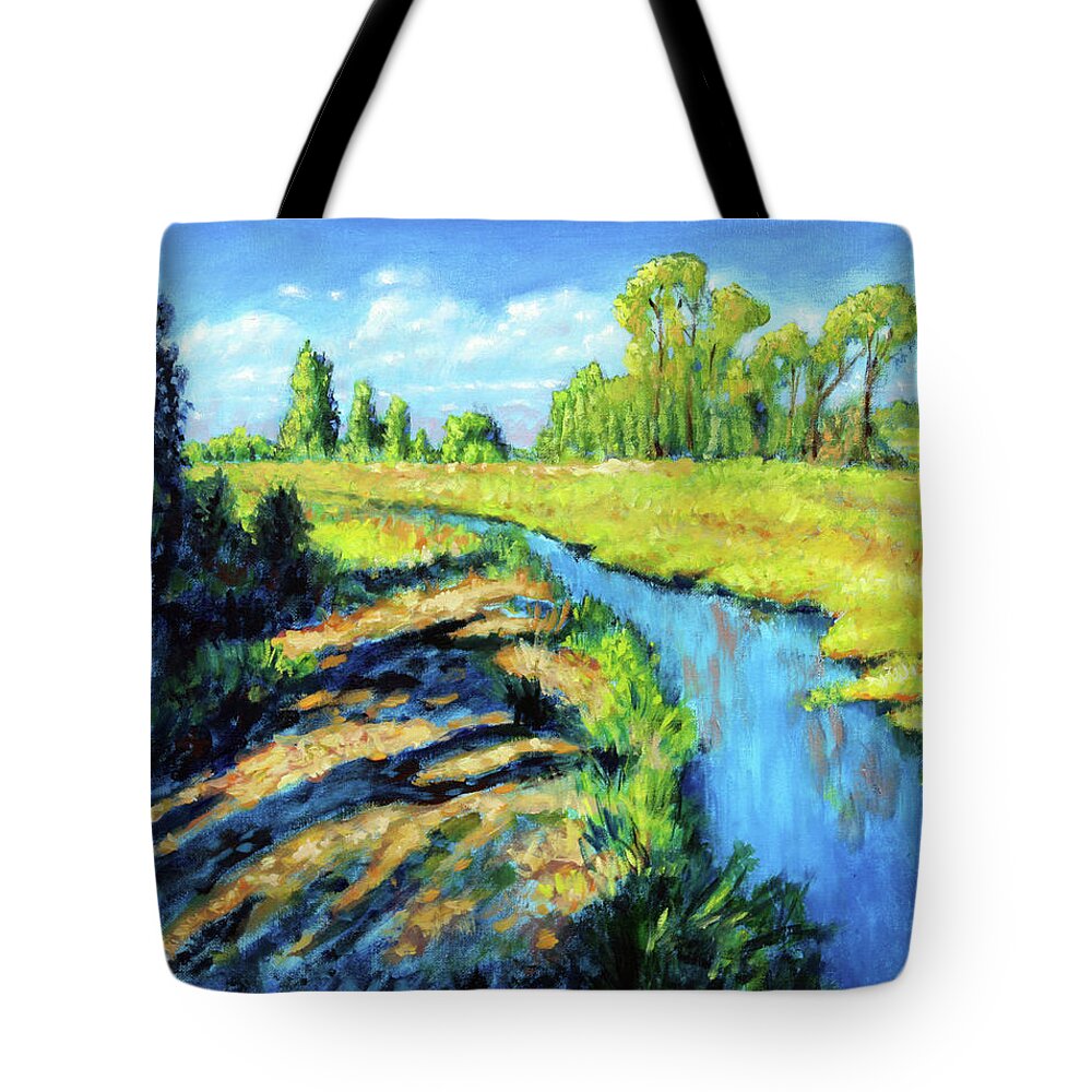 Creek Tote Bag featuring the painting Running Creek by John Lautermilch