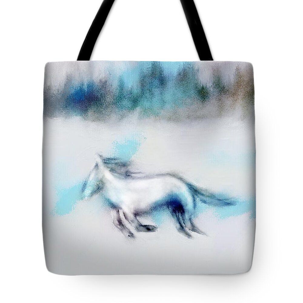 Ipad Painting Tote Bag featuring the digital art Running Horse by Frank Bright