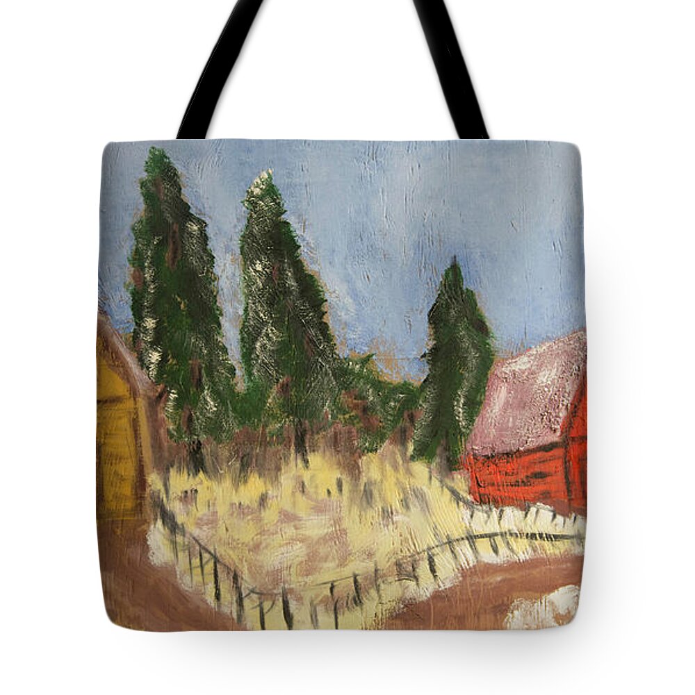  Tote Bag featuring the painting Rural Barns by David McCready