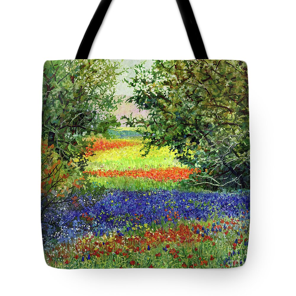 Bluebonnet Tote Bag featuring the painting Rural Heaven by Hailey E Herrera