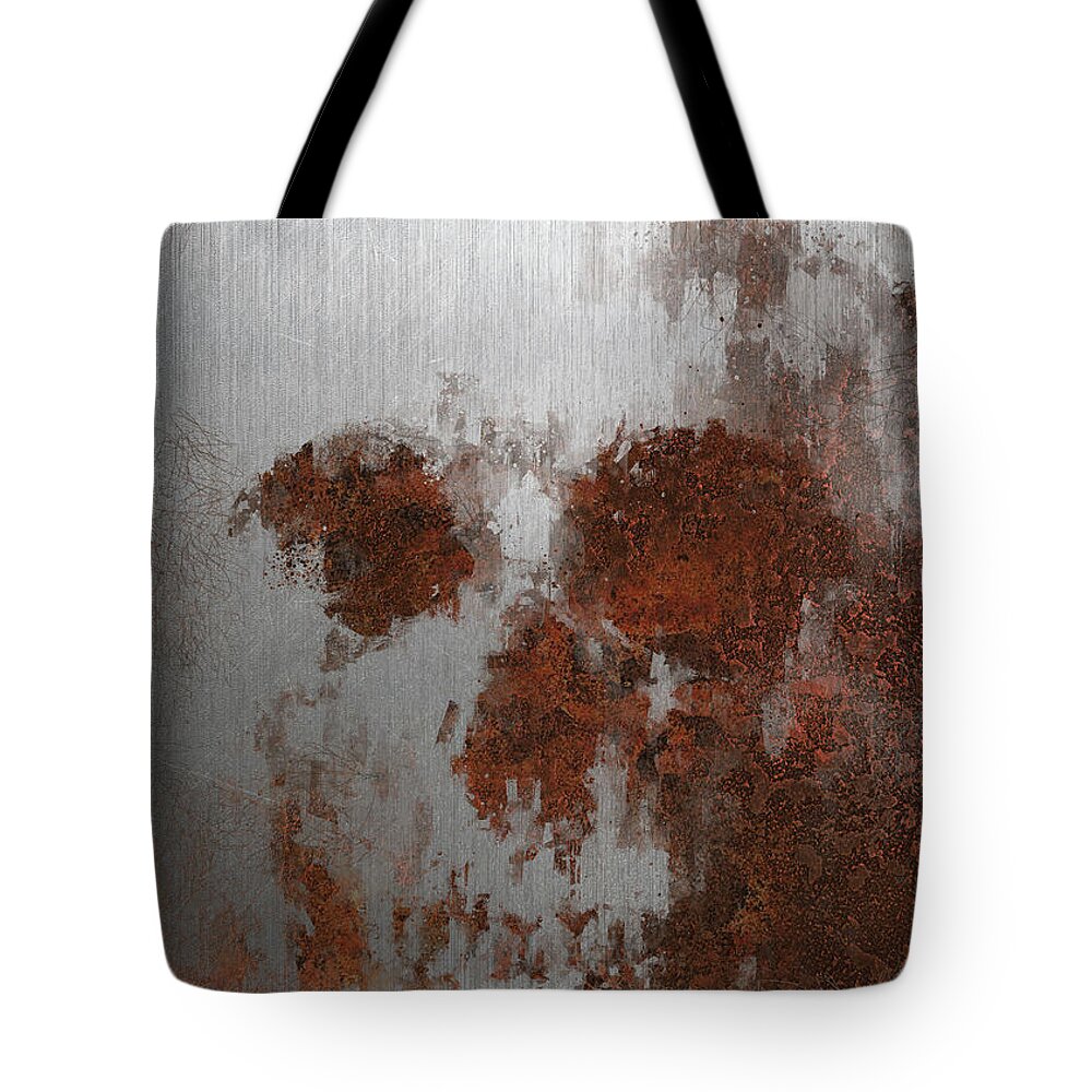 Rust Tote Bag featuring the mixed media Rust Skull by Vart Studio