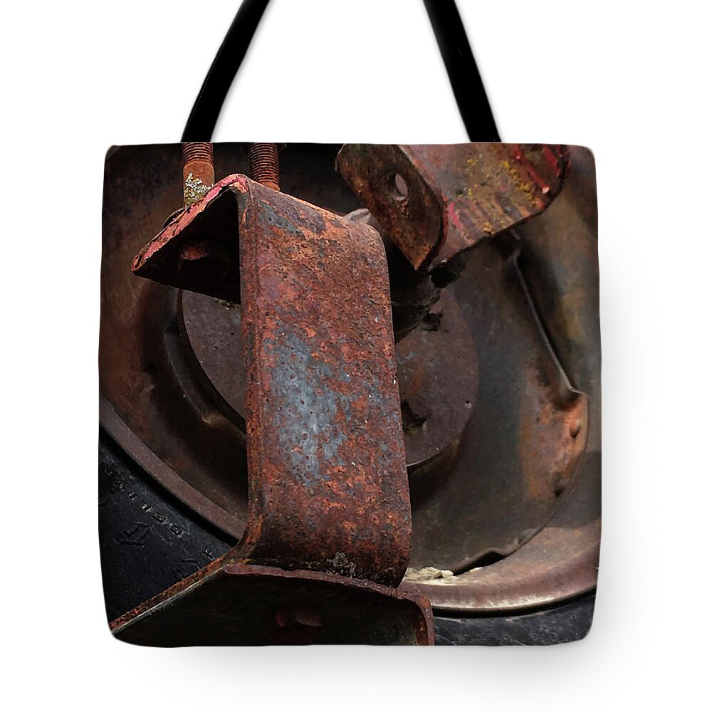 Metal Tote Bag featuring the photograph Rusted Parts by Kathryn Alexander MA