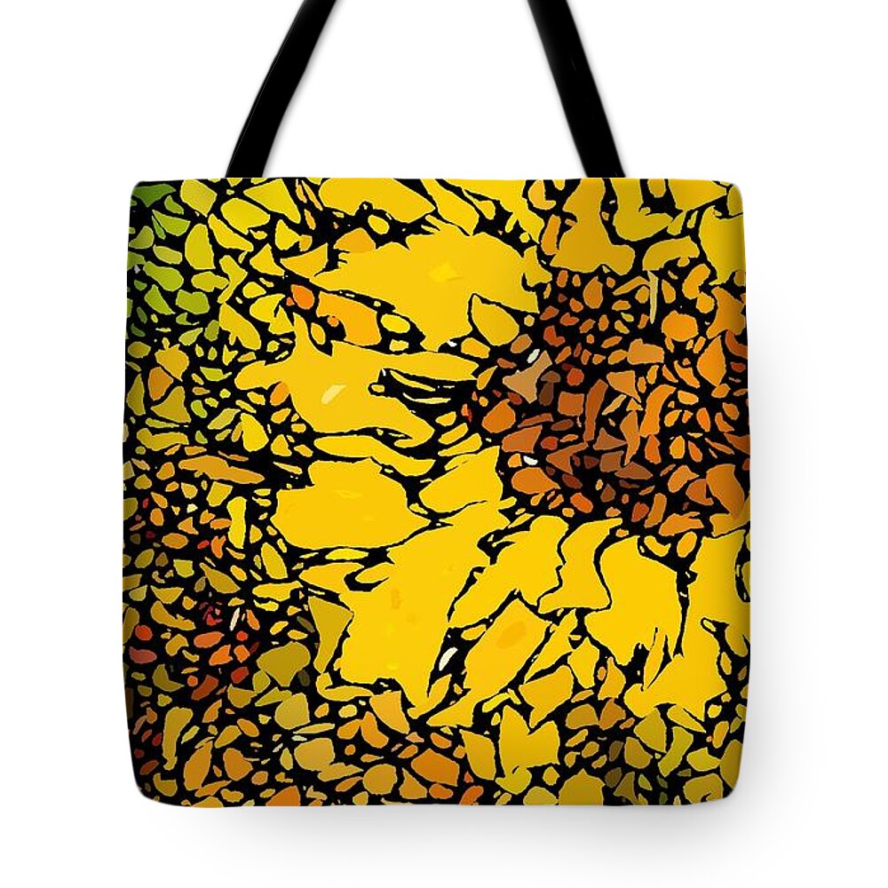 Alcohol Ink Tote Bag featuring the digital art Rustic Sunflower by Holly Winn Willner