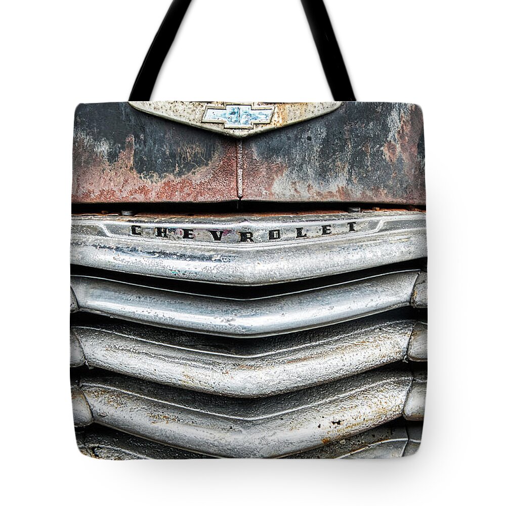 1947 Tote Bag featuring the photograph Rusty 1947 Chevrolet Front End by Gary Slawsky