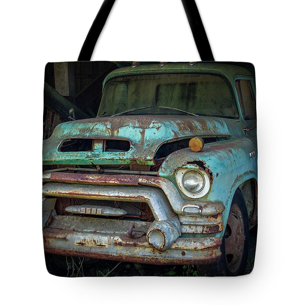 Mc Lean Mill Tote Bag featuring the photograph Rusty GMC by Canadart -