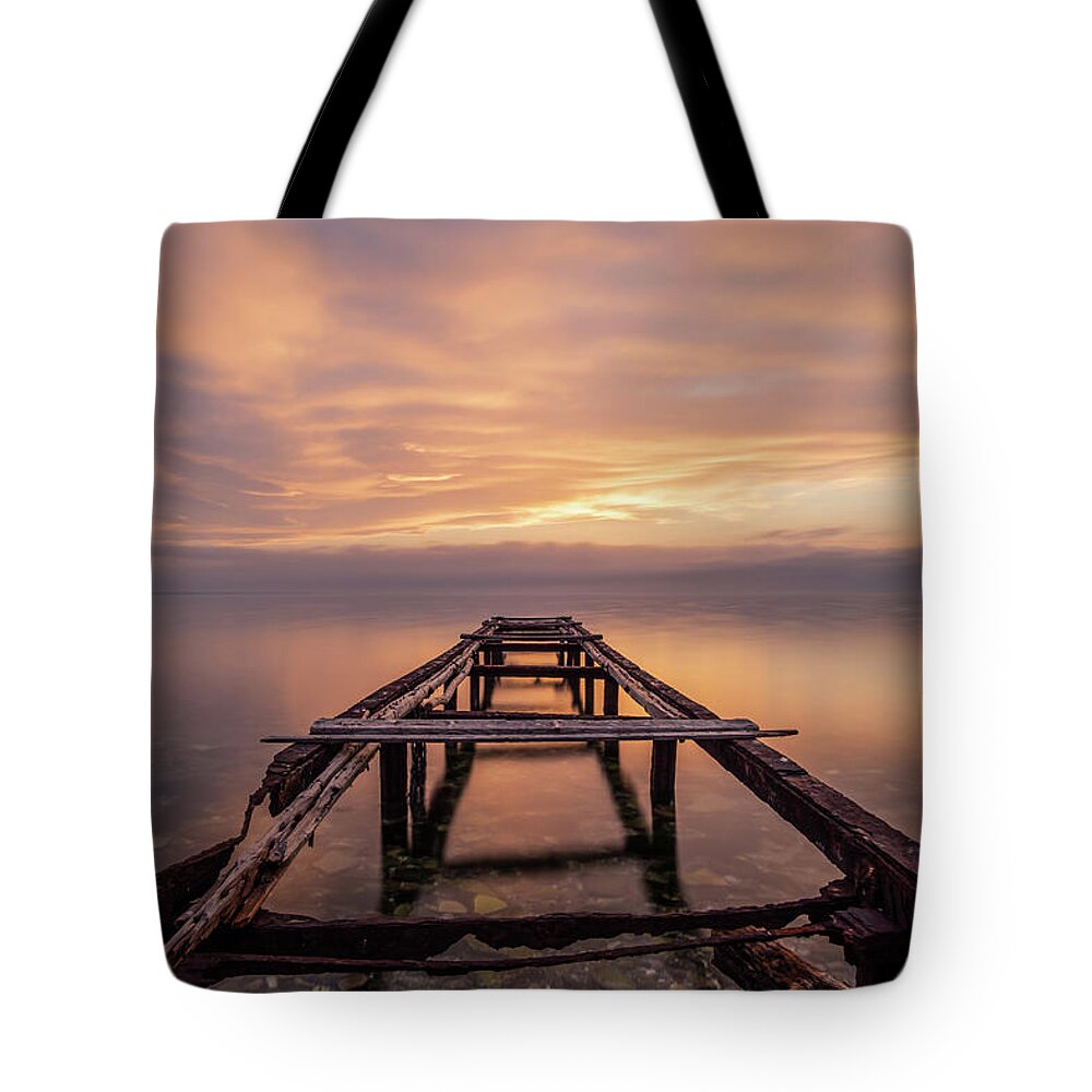 Jetty Tote Bag featuring the photograph Rusty Jetty II by Alexios Ntounas