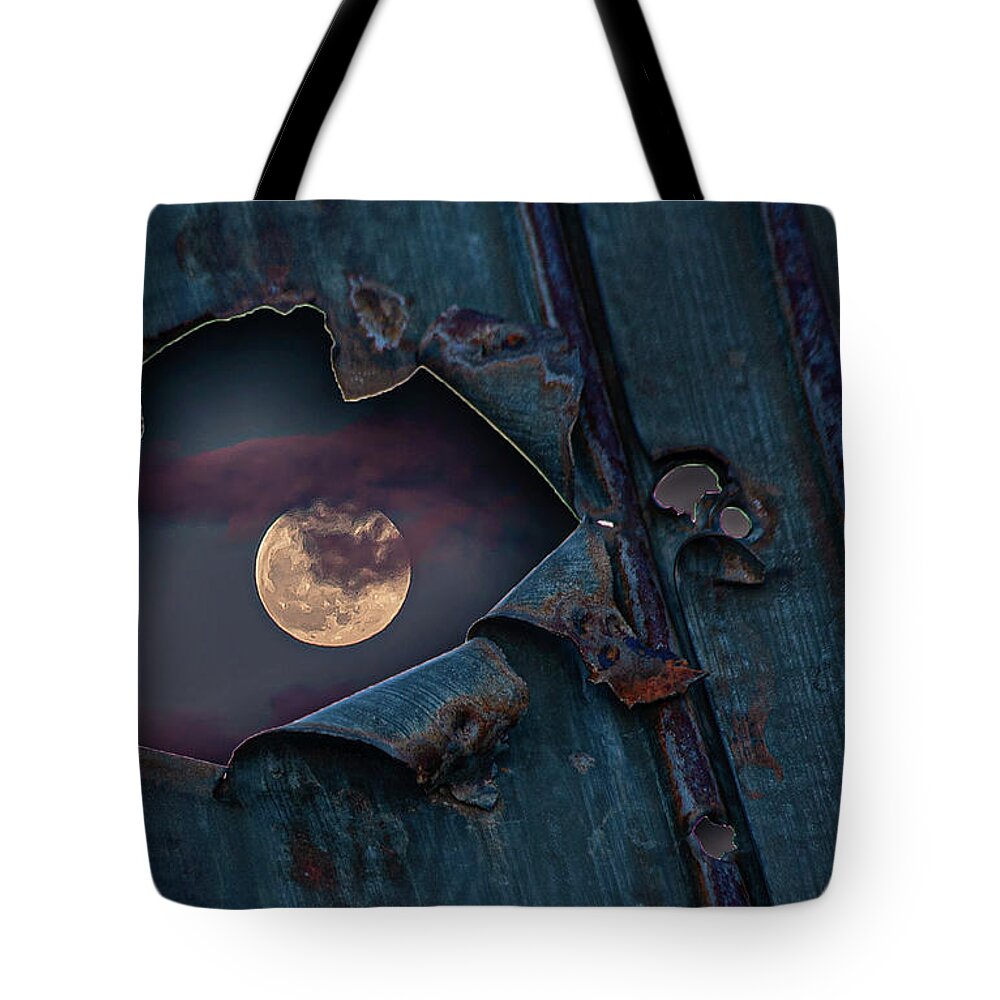 Planet Tote Bag featuring the photograph Rusty Moon by Mike Lee