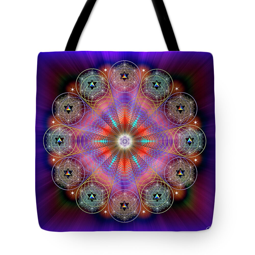 Endre Tote Bag featuring the digital art Sacred Geometry 888 by Endre Balogh