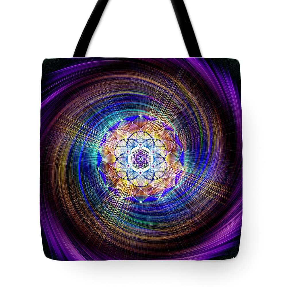 Endre Tote Bag featuring the digital art Sacred Geometry 900 by Endre Balogh