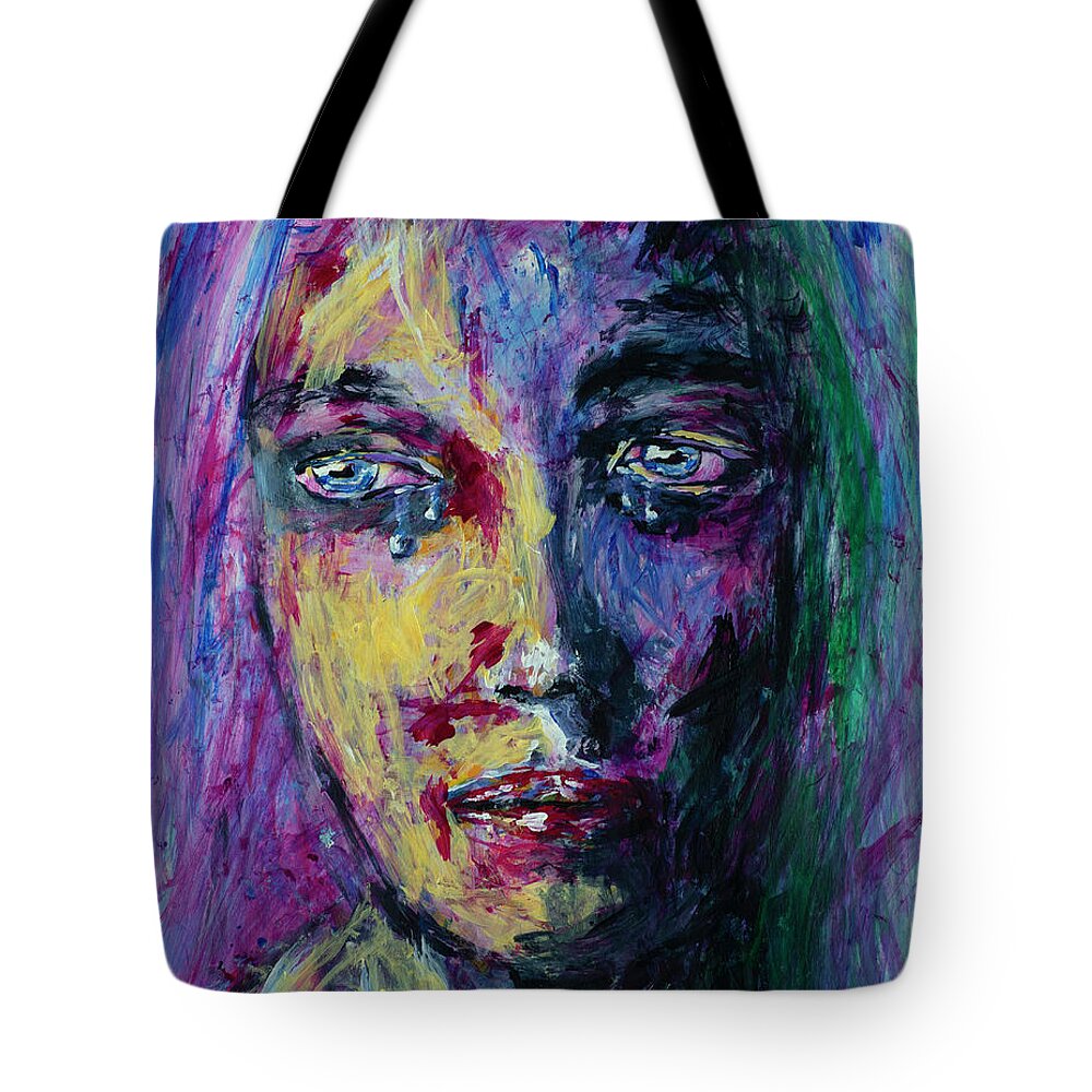 Woman Tote Bag featuring the painting Sadness by Mark Ross