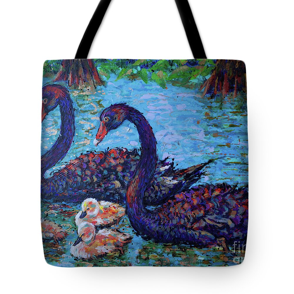  Tote Bag featuring the painting Safeguarding Black Swans by Jyotika Shroff